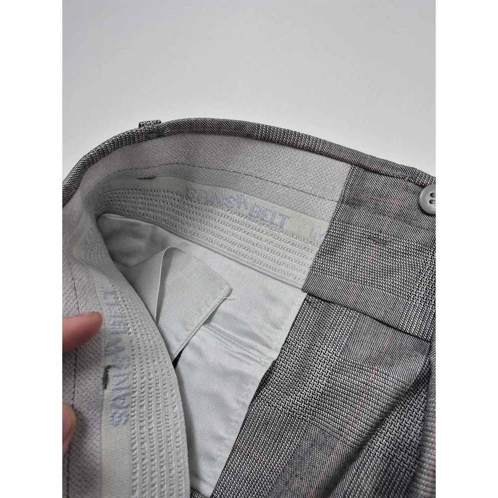 VTG Sansabelt Suit Mens 48 Gray Poly Wool Plaid Tweed 2 Piece 44x36 USA NWT